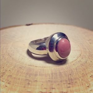 Pink Rhodonite Sterling Silver Ring